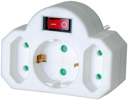 Adapterstecker Euro 2 + Schutzkontakt 1 mit Schalter