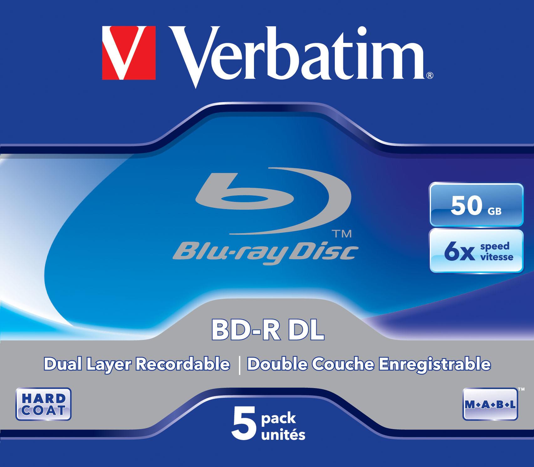 BD-R DL 50GB, 6x, 5er-Pack Jewel Case Blu-Ray-Rohlinge