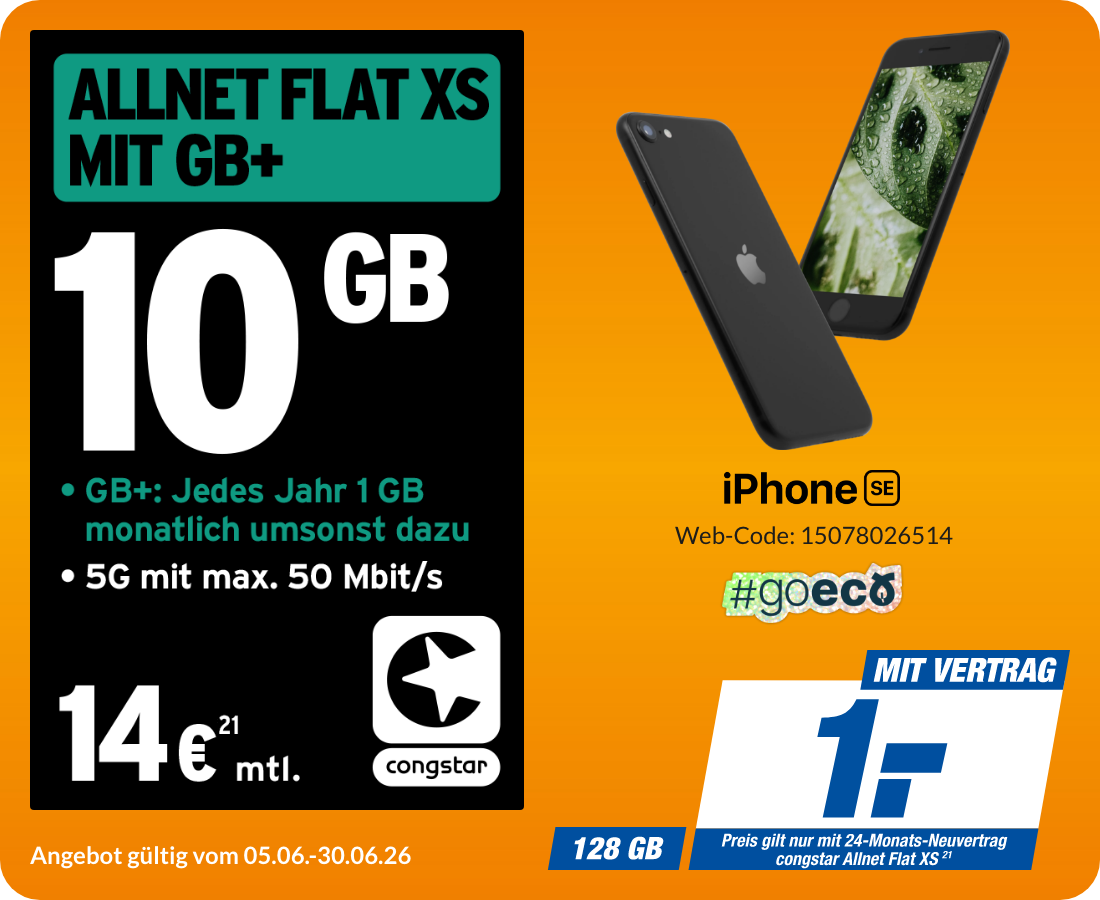 iPhone SE mit Allnet Flat XS für 1€!
