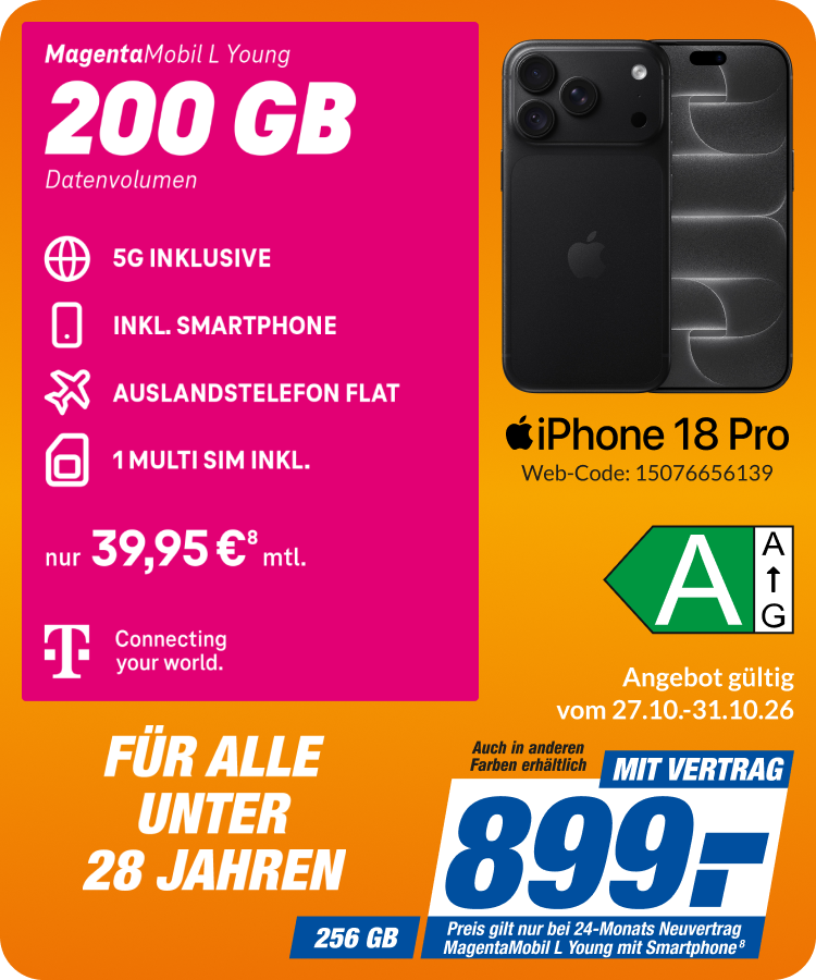 iPhone 18 Pro mit Magenta Mobil L Young für 899€!
