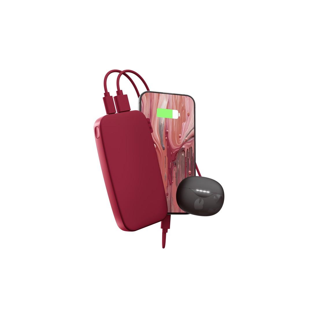 Powerbank 12000mAh USB-C, Ultra Fast Charge & 20W PD,Berry Red (00231824)
