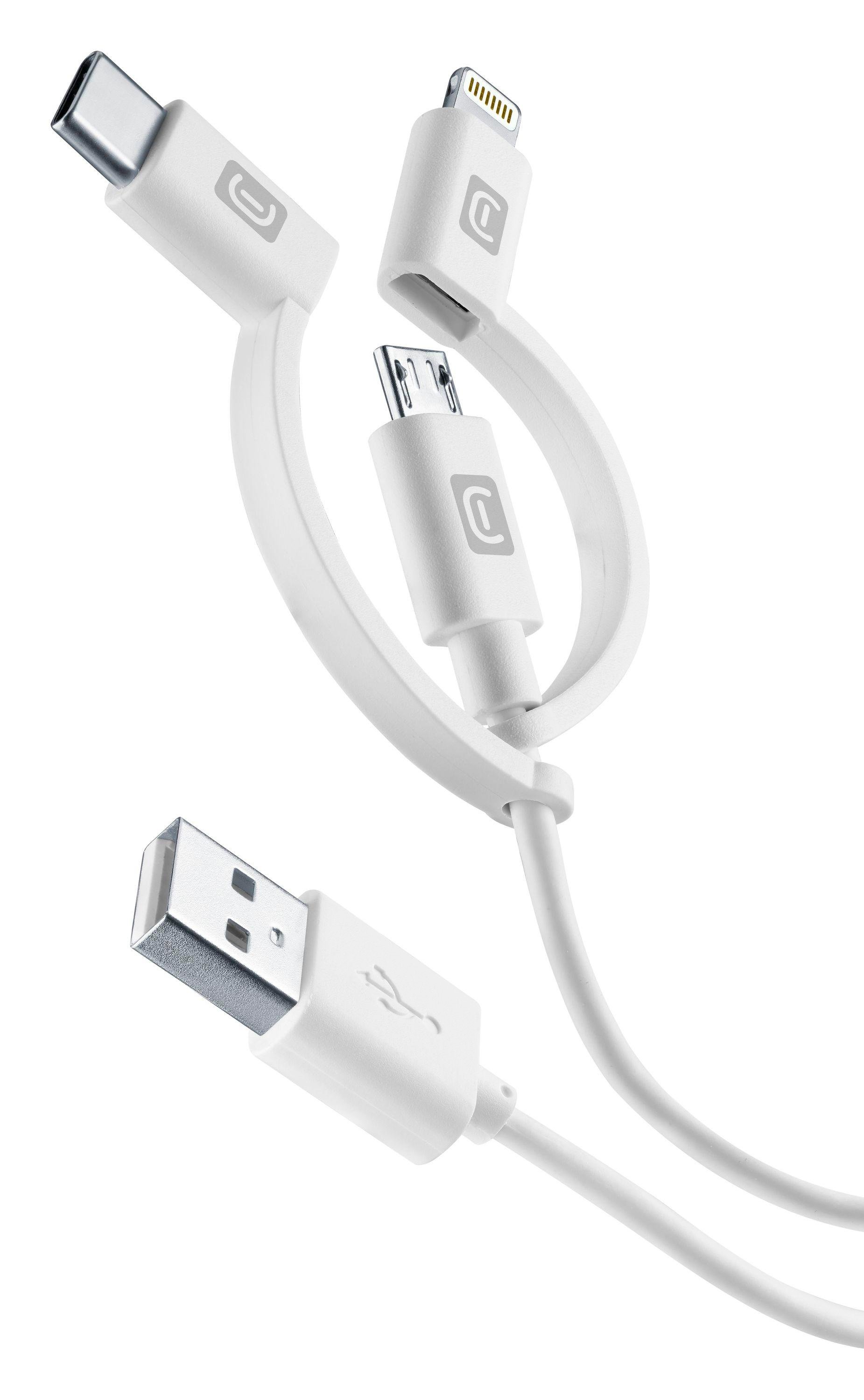 Power Data Cable 1 m 3in1 USB-A/ Micro-USB/ Typ-C/ Lightning White (60645)