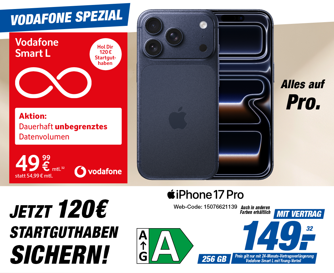 📱 iPhone 17 Pro – Jetzt Unlimited und 120€ Startguthaben sichern 🔥