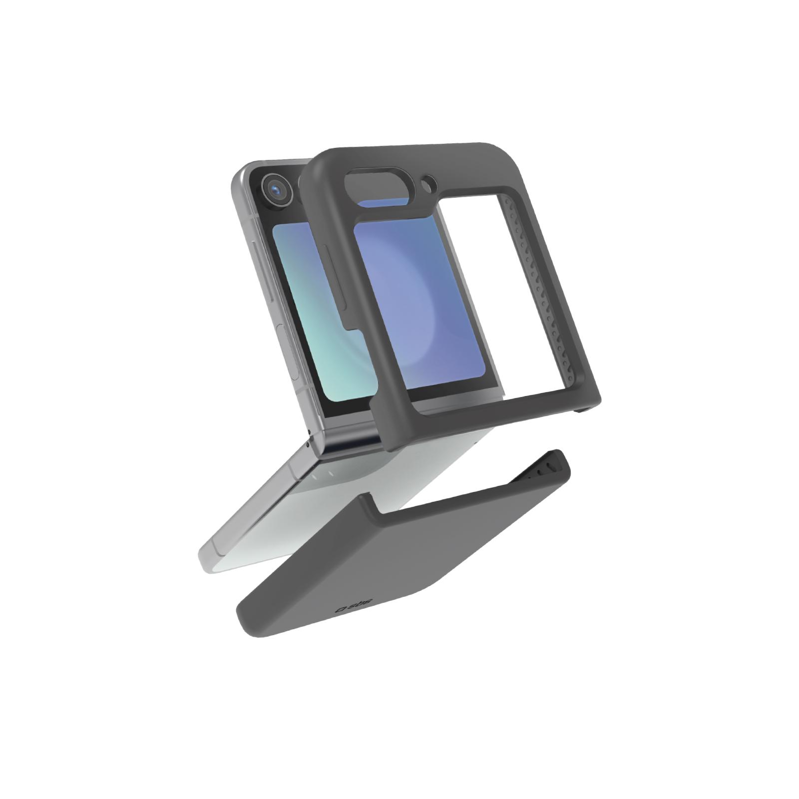 Silikon-Cover mit Innenseite aus Mikrofaser für Samsung Z Flip 6, Schwarz