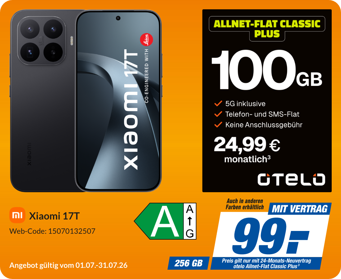 Xiaomi 17T mit Allnet Flat Classic Plus für 99€!