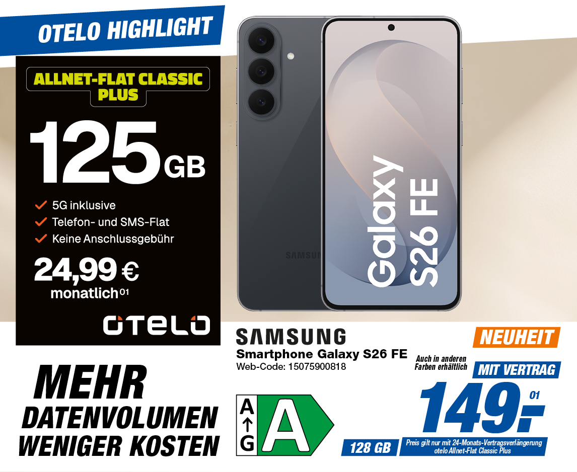 📱 Galaxy S26 FE – Neuheit mit 125 GB bei Vertragsverlängerung ✨