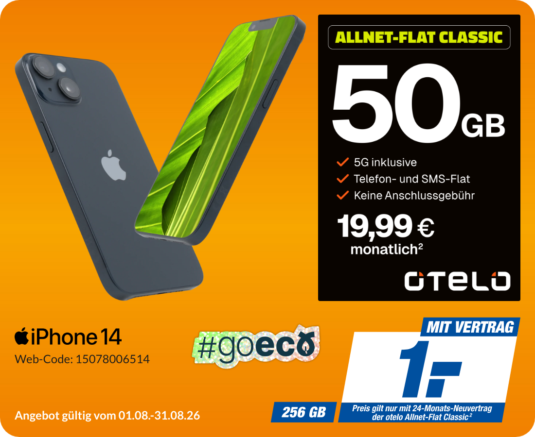 iPhone 14 mit AllnetFlat Classic für 1€!