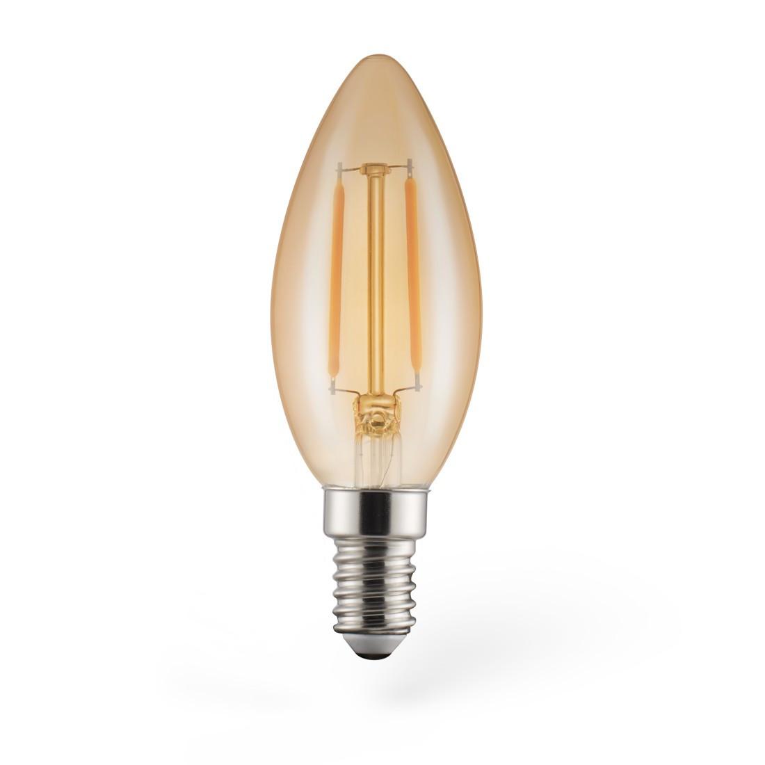 LED-Filament, E14, 180lm 2W, Vintage-Lampe Kerze, Warmweiß (00112909)