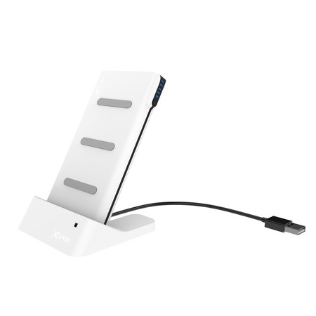 PLUS Wireless + Dock weiß 2-in-1 Qi-Induktionsladestation mit Powerbank