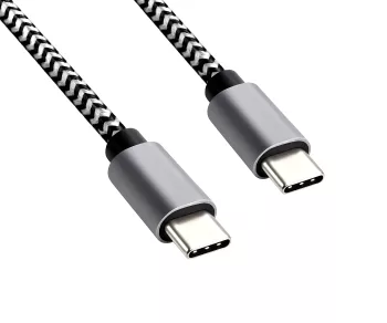 USB Typ C auf C Ladekabel, HQ Alu Stecker, 60W, Nylon, Space Grey, 1,00 m, Aktionsbox