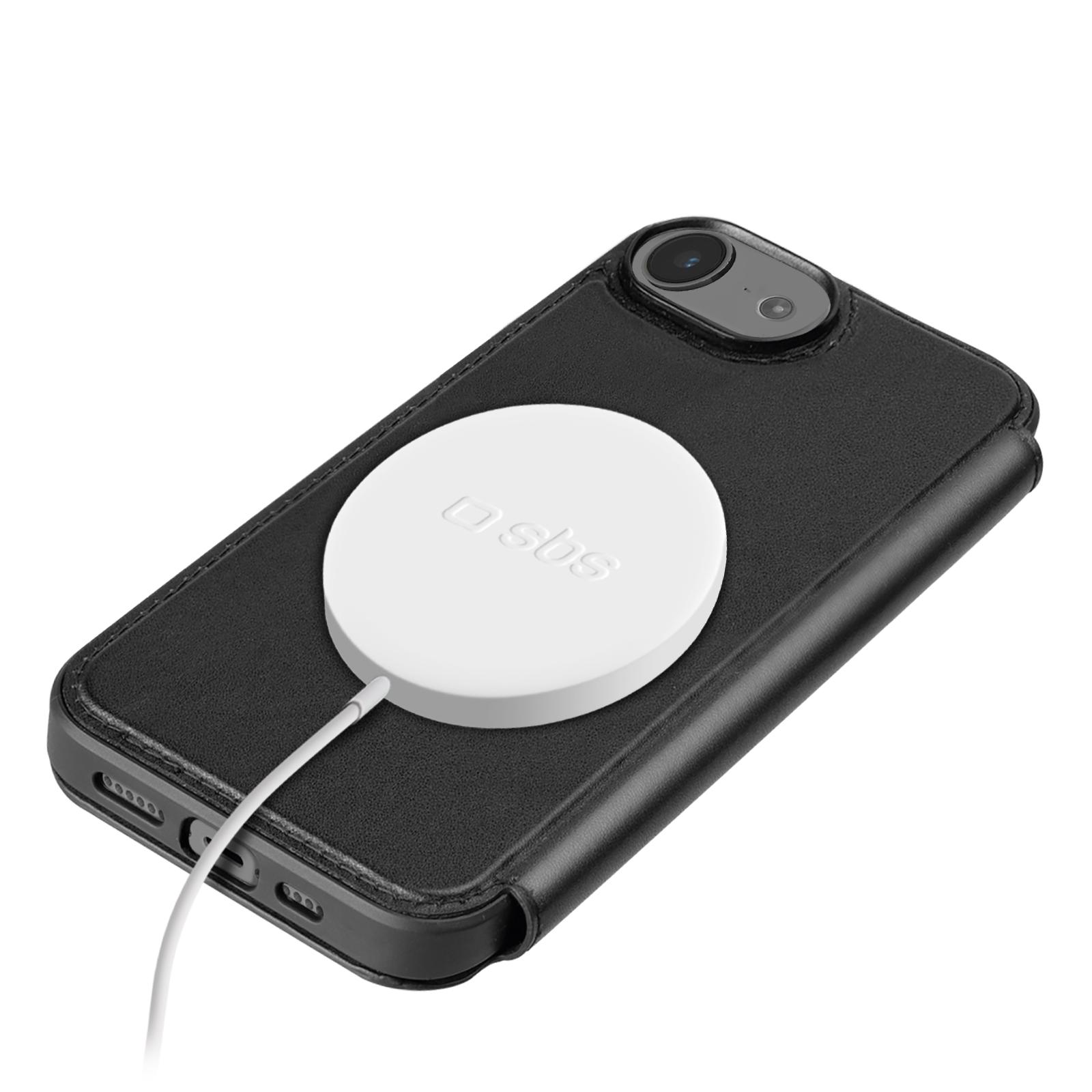 Buchtasche mit Ständerhalterung und MagSafe-Kompatibilität für iPhone 16e, Schwarz