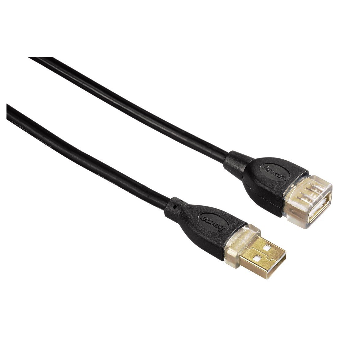 USB-2.0-Verlängerungskabel, vergoldet, doppelt geschirmt, Schwarz, 1,80 m (00078448)