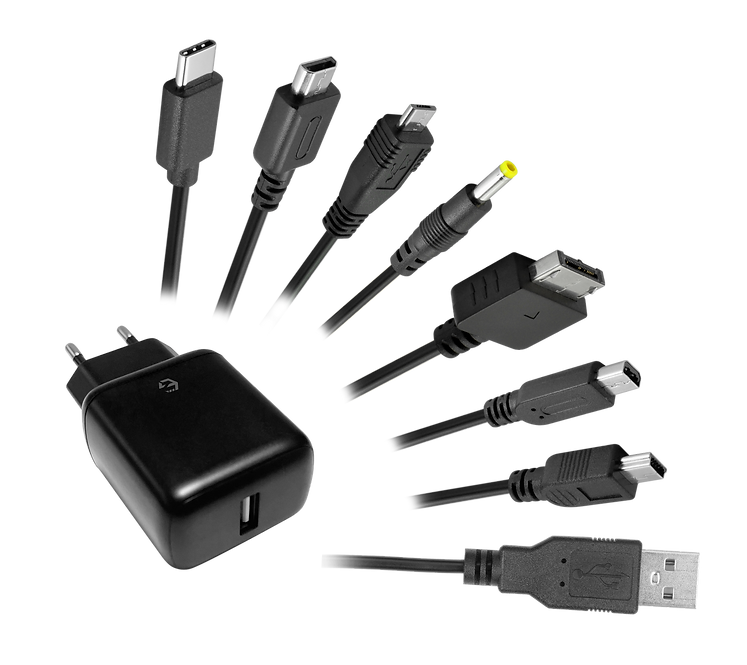 7in1 Ladekabel und Adapter für Playstation, XBOX, Switch, u.a., 1,5 m, Schwarz