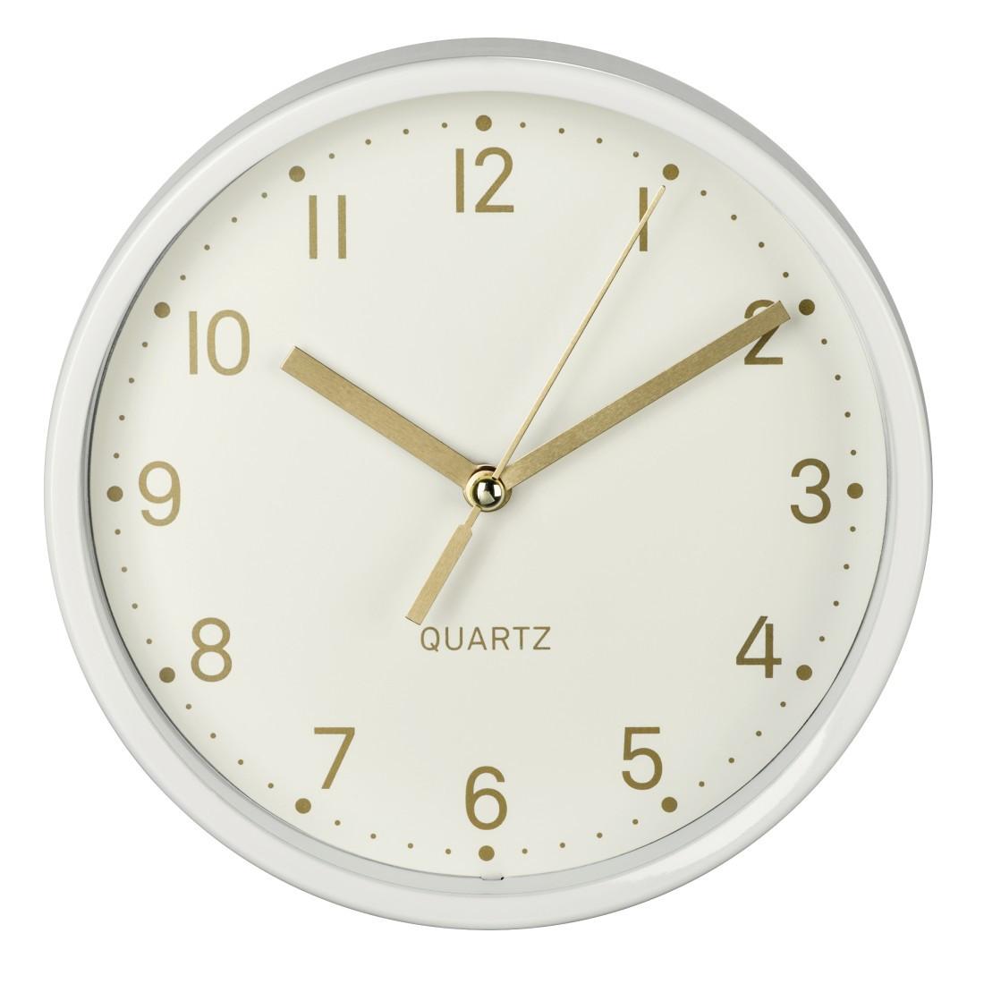 Tischuhr "Golden", geräuscharm, Weiß (00186302)