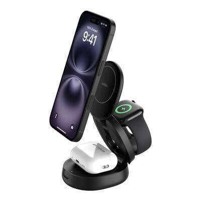 BoostCharge Kompakte magnetische 3-in-1-Ladestation, schwarz