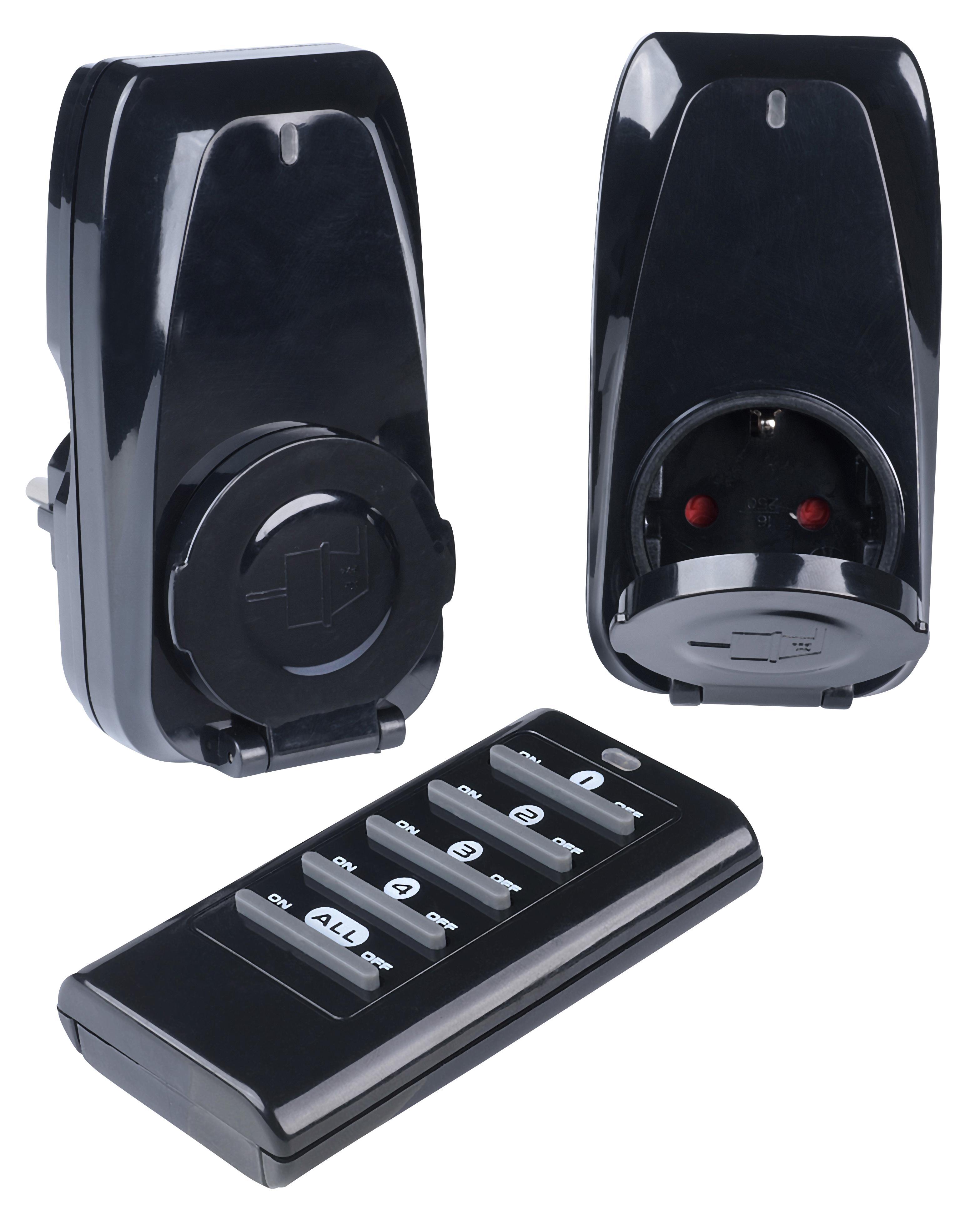 2-fach Outdoor Funksteckerset, 1150W, Schwarz (63781)