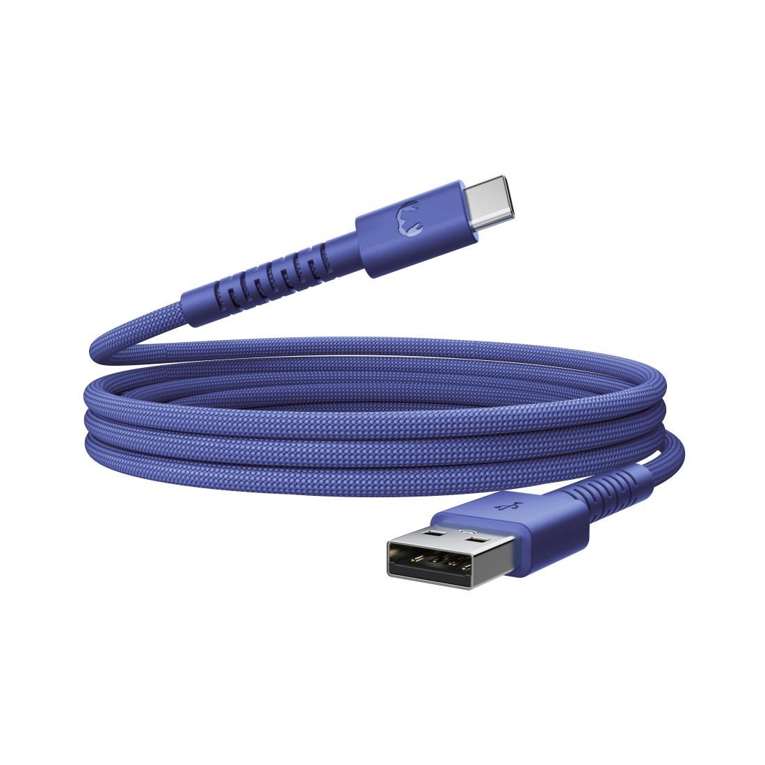 USB-A zu USB-C silikon geflochtenes Kabel "FlexWave" 2m, True Blue (00231892)