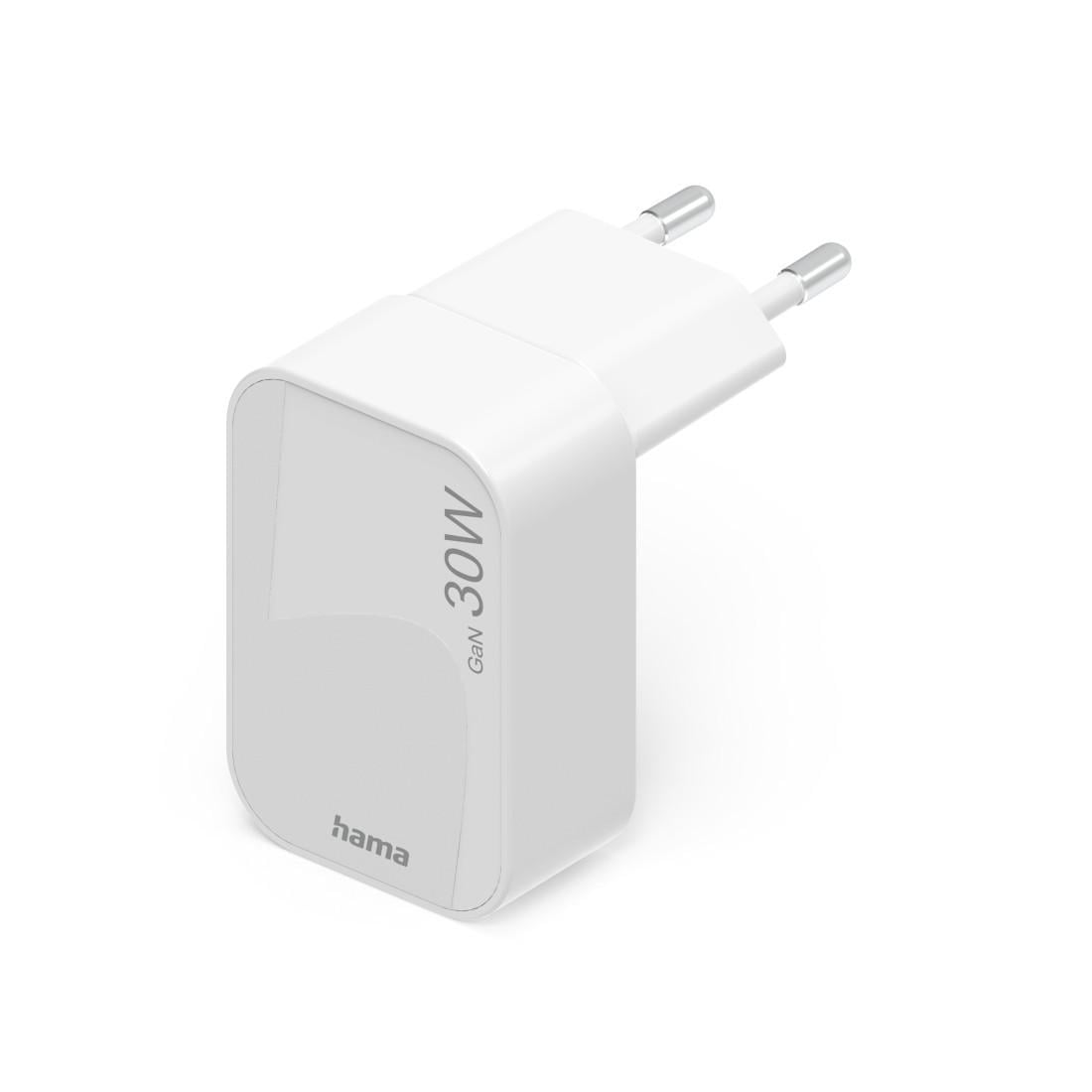 Schnellladegerät, GaN, 1x USB-C, faltbares Mini-Ladegerät, PD, 30 W, Weiß (00201954)