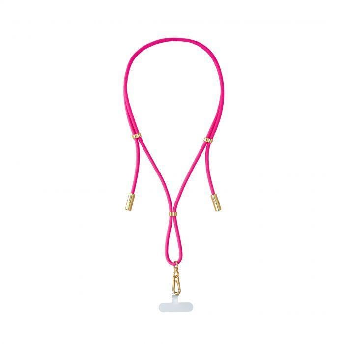 Cell Phone Charging Lanyard, Handykette mit USB-C Lade- und Datenkabel, Neon Pink