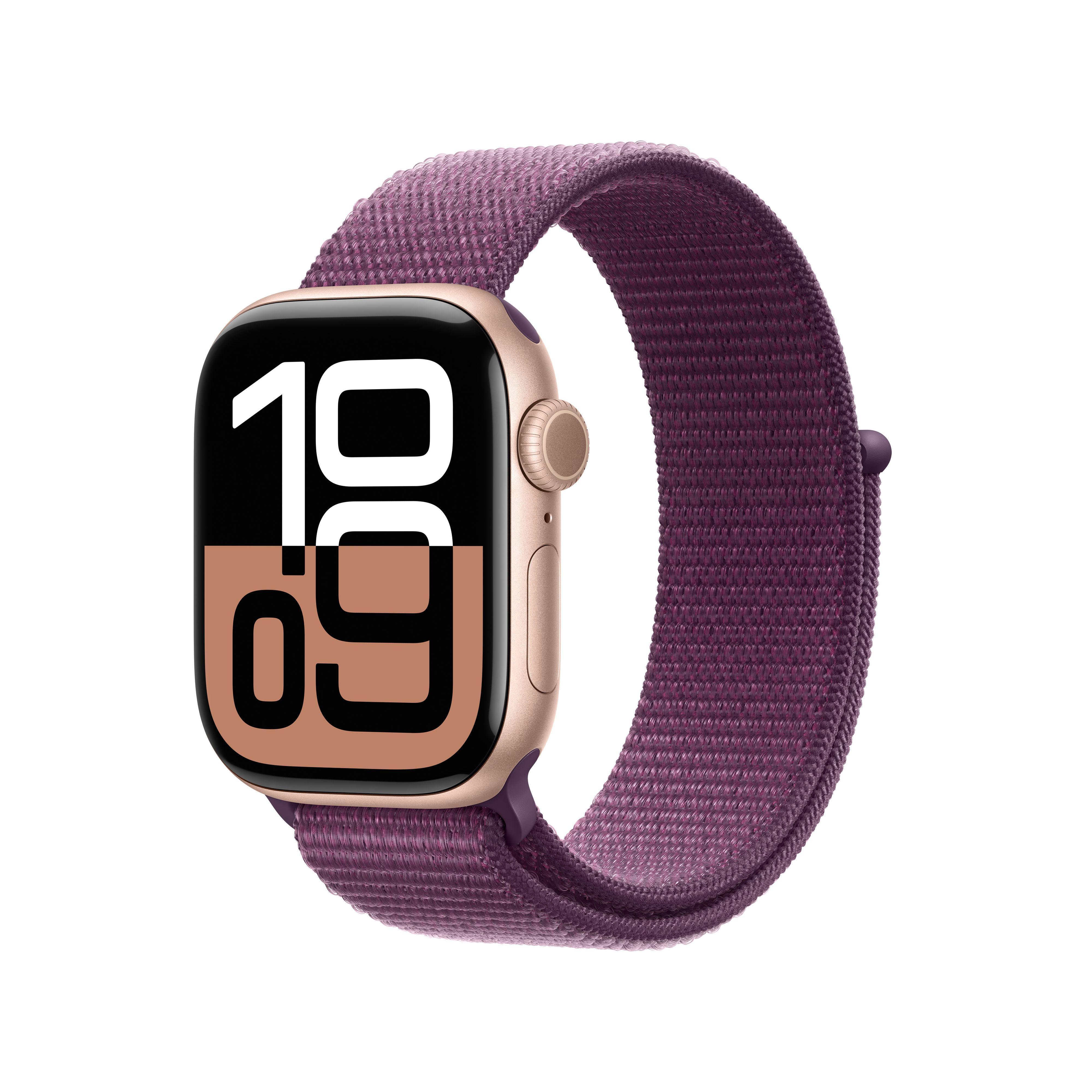 Watch Series 10 GPS, 46 mm Aluminiumgehäuse Rosegold, Sport Loop Pflaume