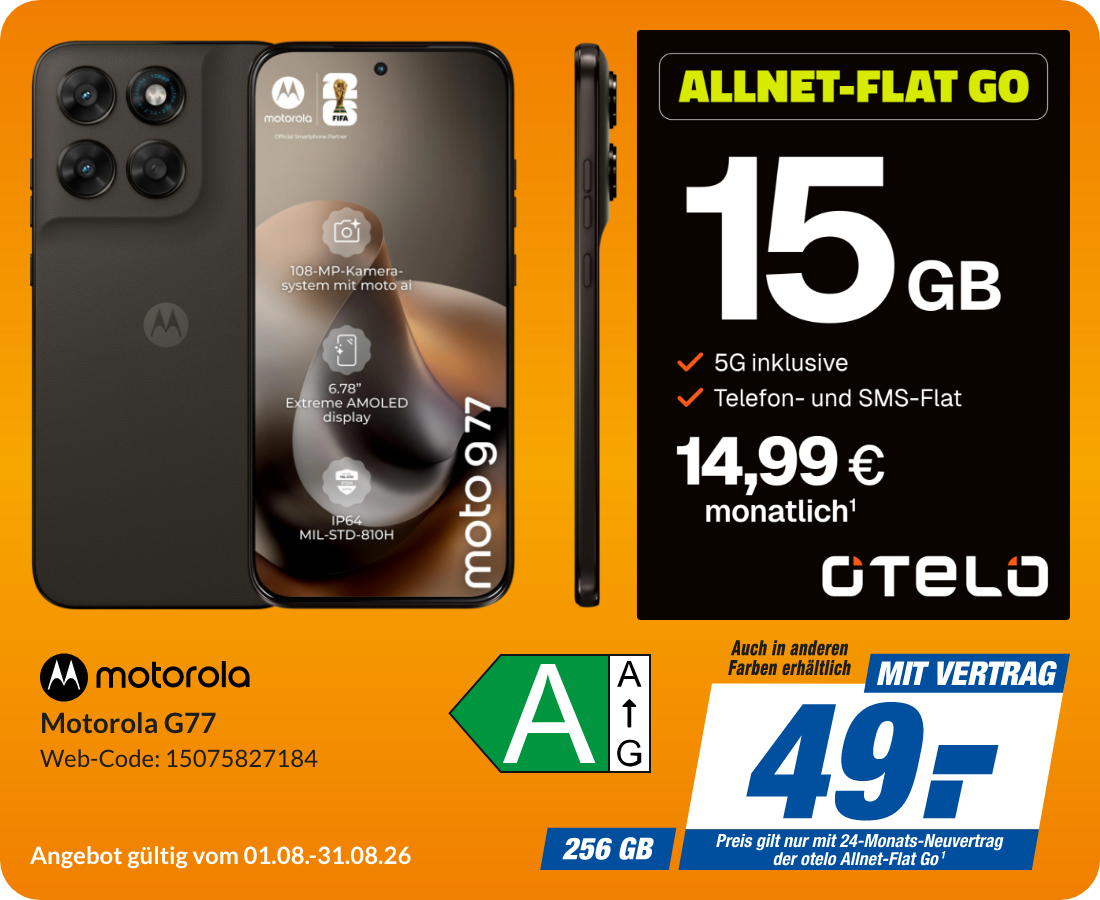 Motorola G77 mit AllnetFlat Go für 49€!
