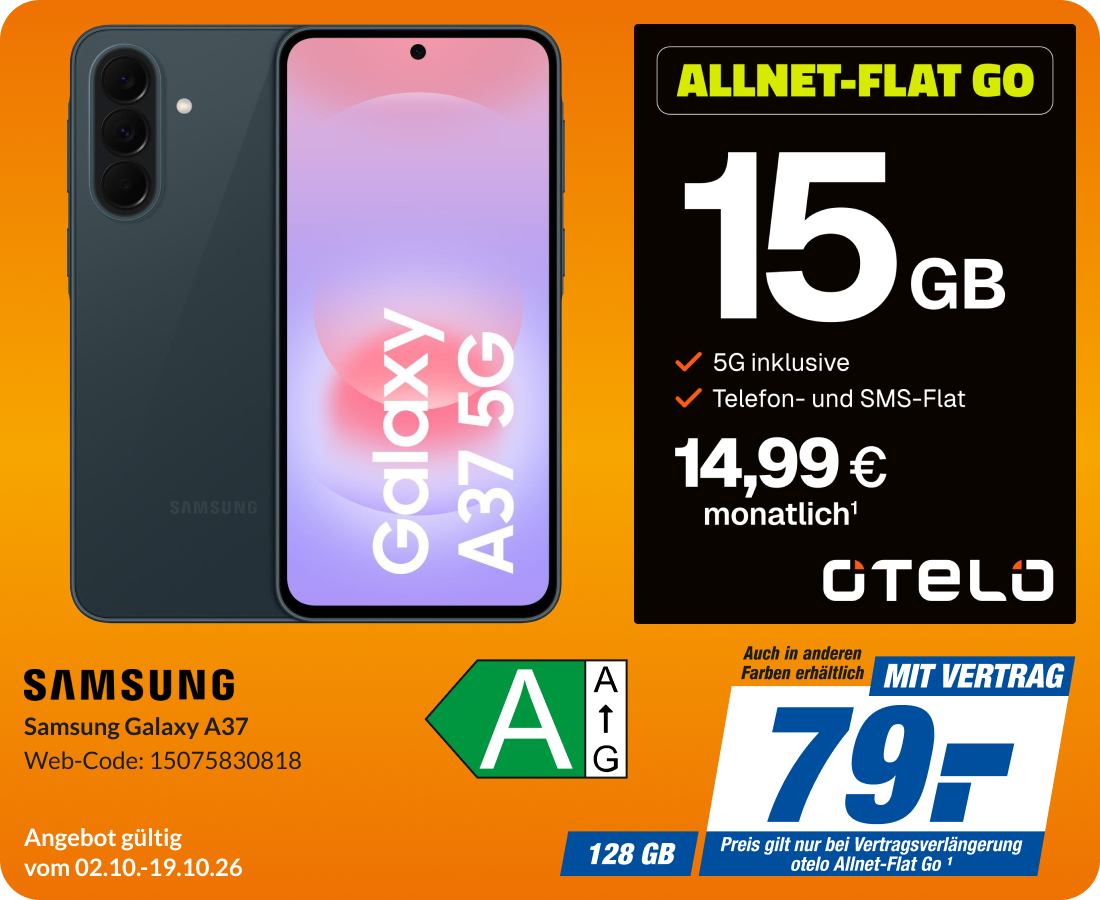 Samsung Galaxy A37 mit Allnet Flat GO für 79€!