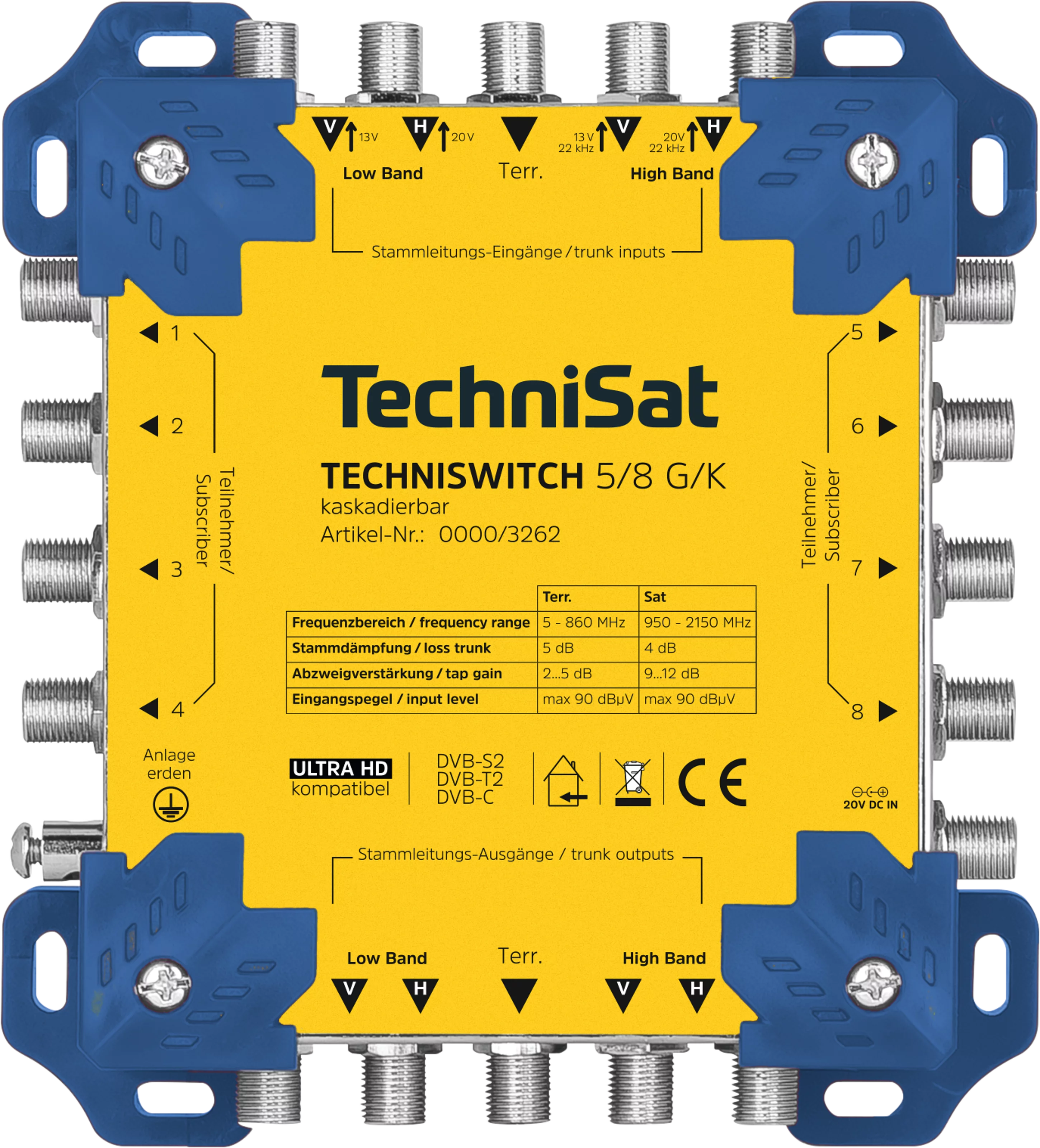 TECHNISWITCH 5/8 G/K, blau/gelb Verteiler