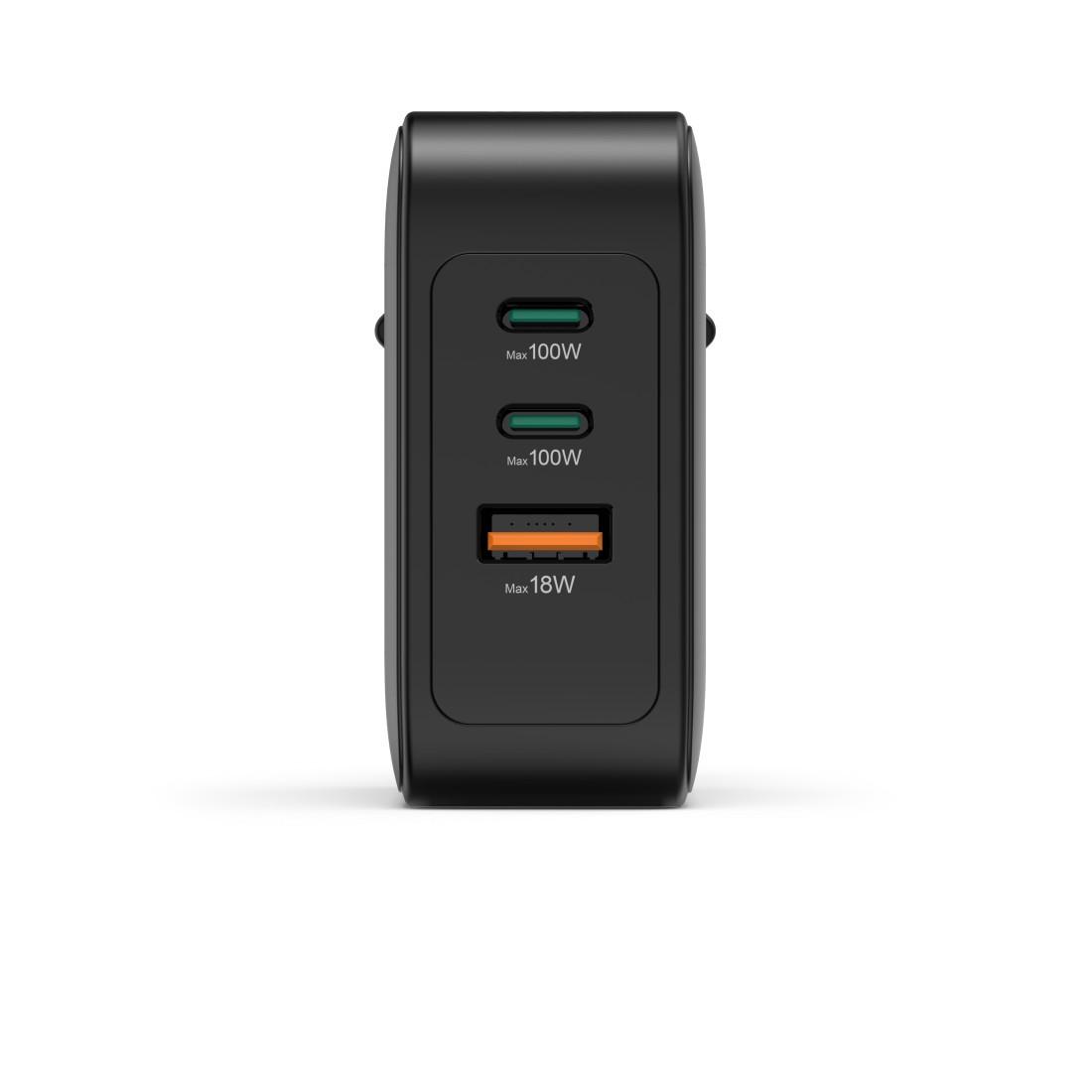 Schnellladegerät, GaN, 2x USB-C, 1x USB-A, PD, 100 W, Schwarz (00201962)