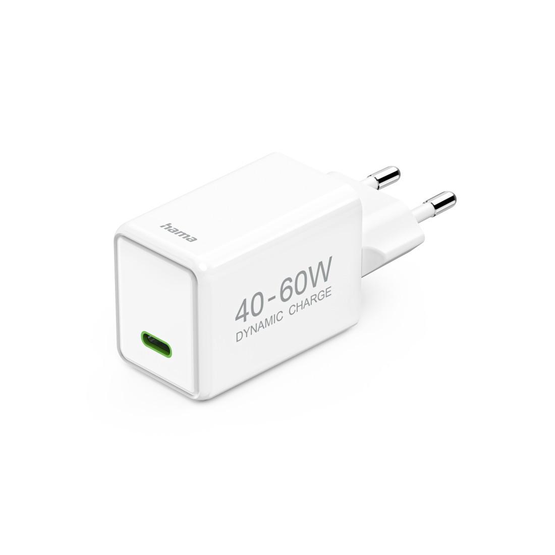 Schnellladegerät, GaN, USB-C, PD, Dynamic Fast Charger 40-60 W, Weiß (00201941)