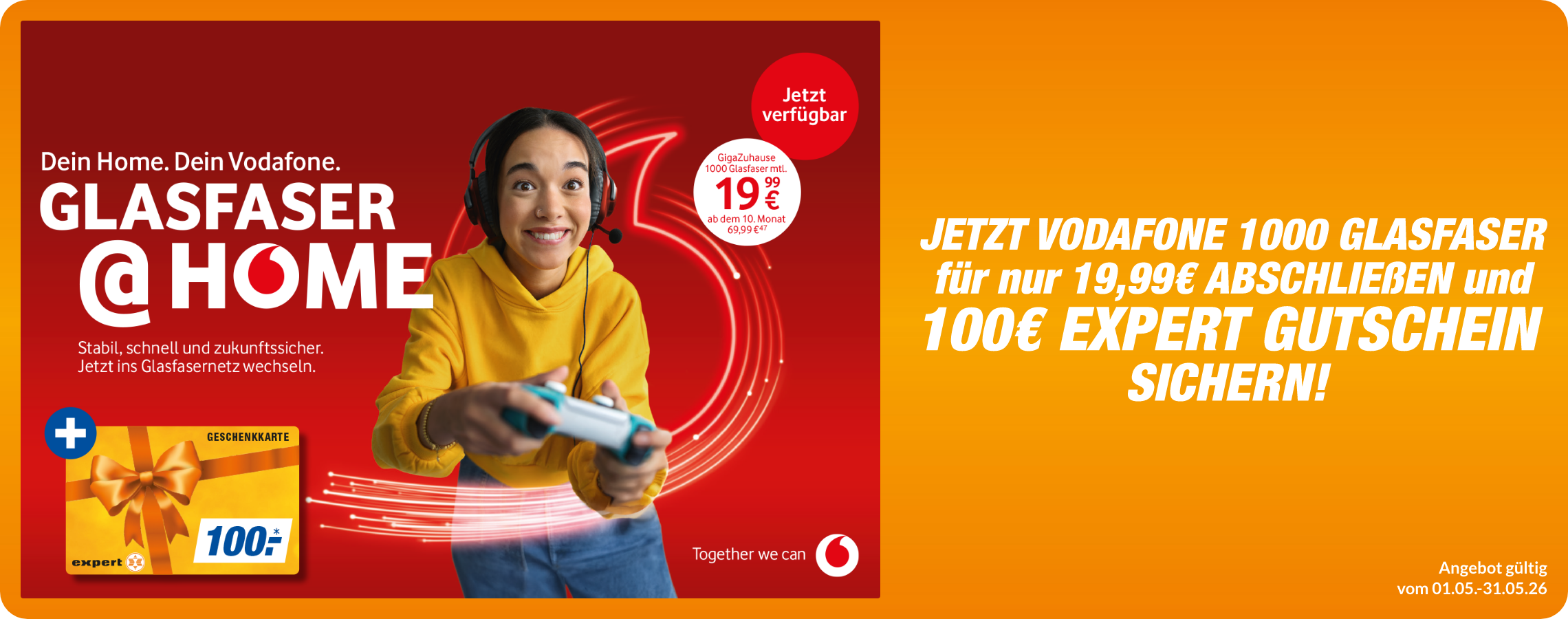 GigaZuhause 1000 Glasfaser mit 100,00€ expert Gutschein