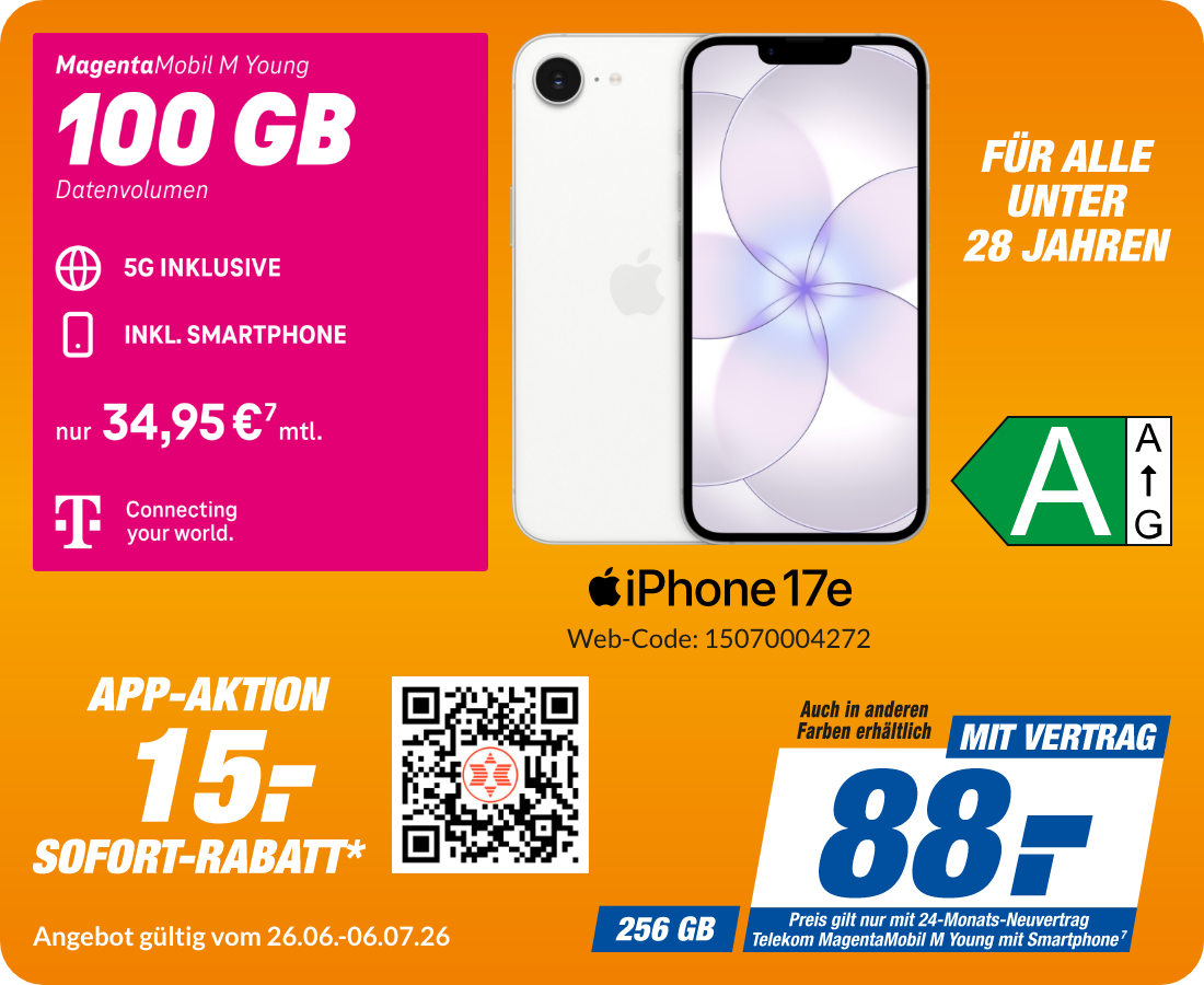 iPhone 17e mit Magenta Mobil M Young für 88€!