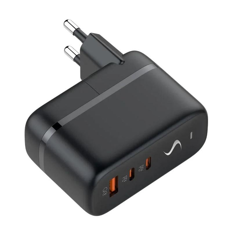 65W PD Multi-USB Reise-Ladegerät mit internationalen Steckern, Schwarz