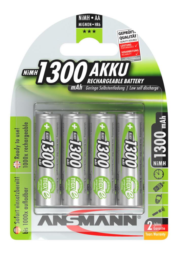 NiMH Akku Mignon AA 1300 mAh maxE 4er Blister Akku