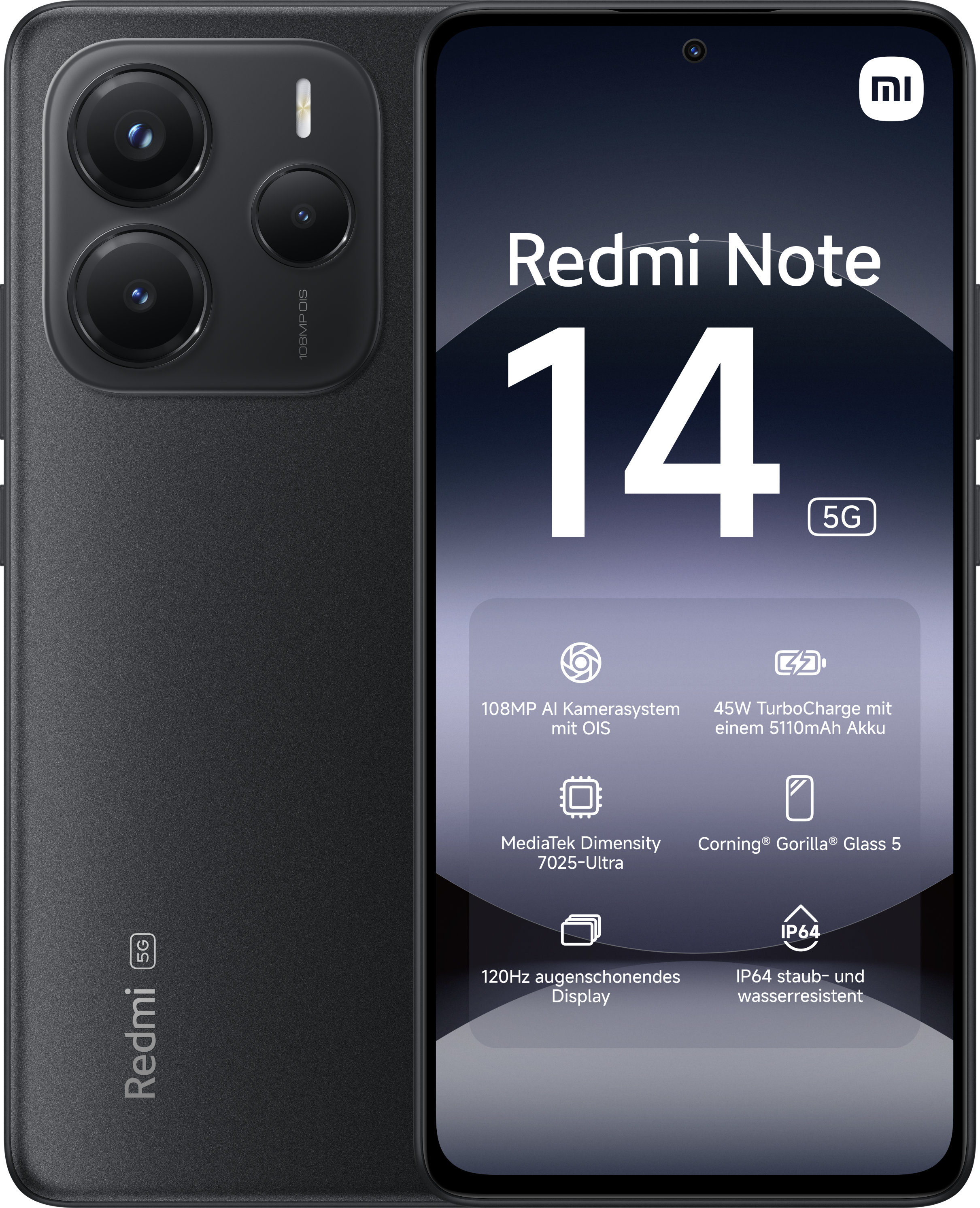 Redmi Note 14 5G 8GB + 256GB Midnight Black Smartphone