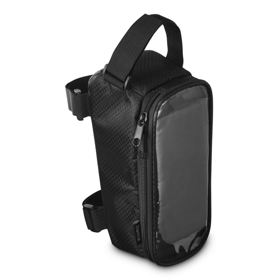 Fahrrad-Rahmentasche mit durchsichtigem Handy-Fach, für Oberrohr, Schwarz (00121353)