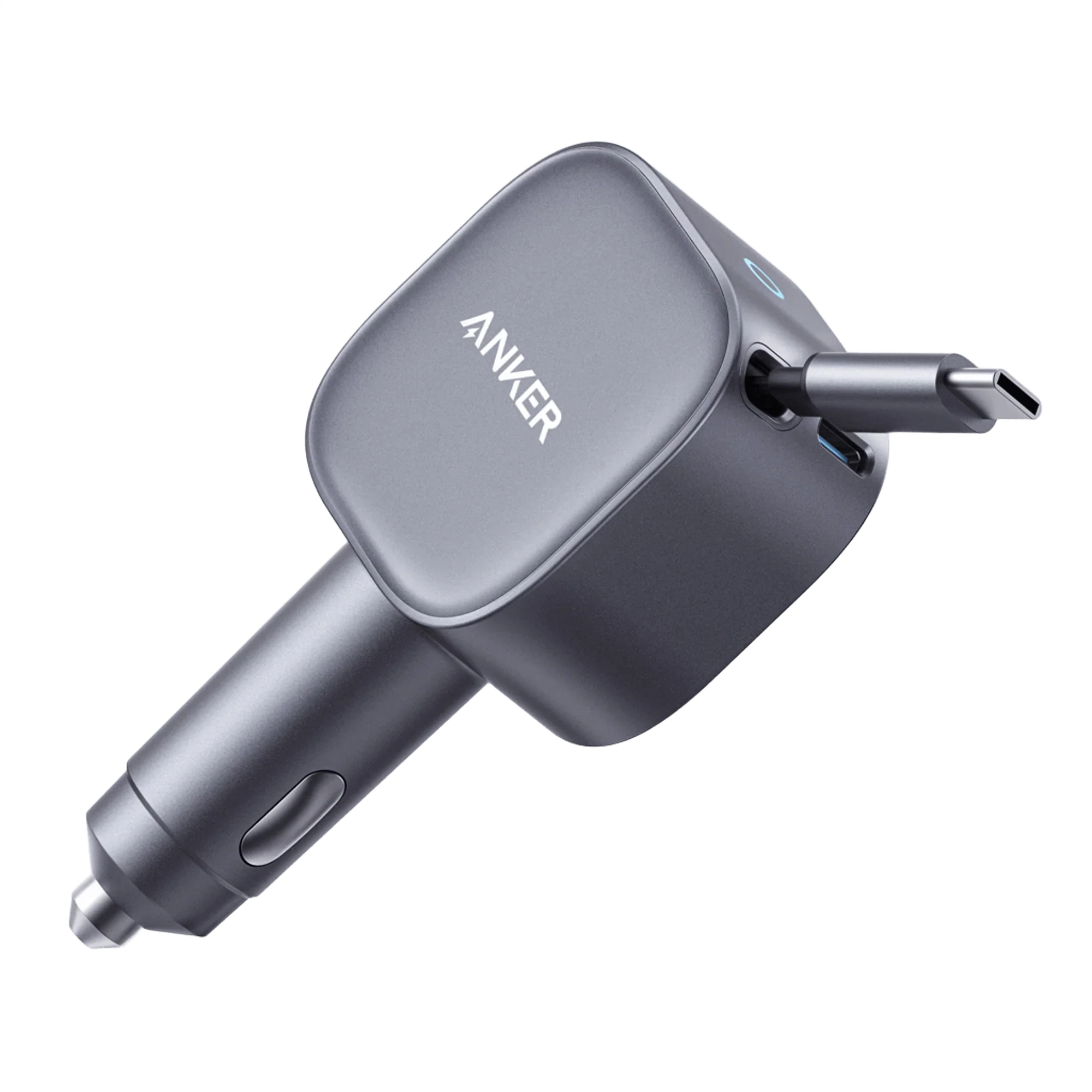 Nano Kfz-Ladegerät (75W, USB-C Port, Integriertes einziehbares USB-C Kabel)