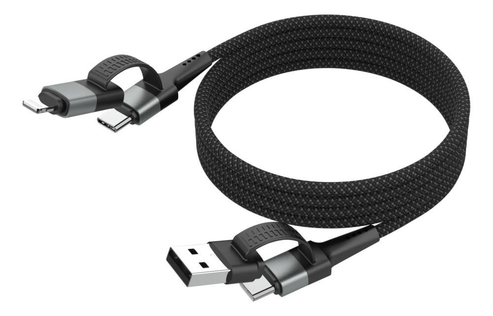 Magnetisches Kabel USB-A oder USB-C auf USB-C oder Lightning, 120 cm