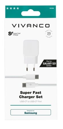 Super Fast Charger 25W, Schnellladeset für Samsung Ladekabel