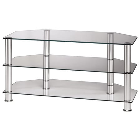 TV-Rack, 1000 mm, drei Ablagen, Alu/Klarglas