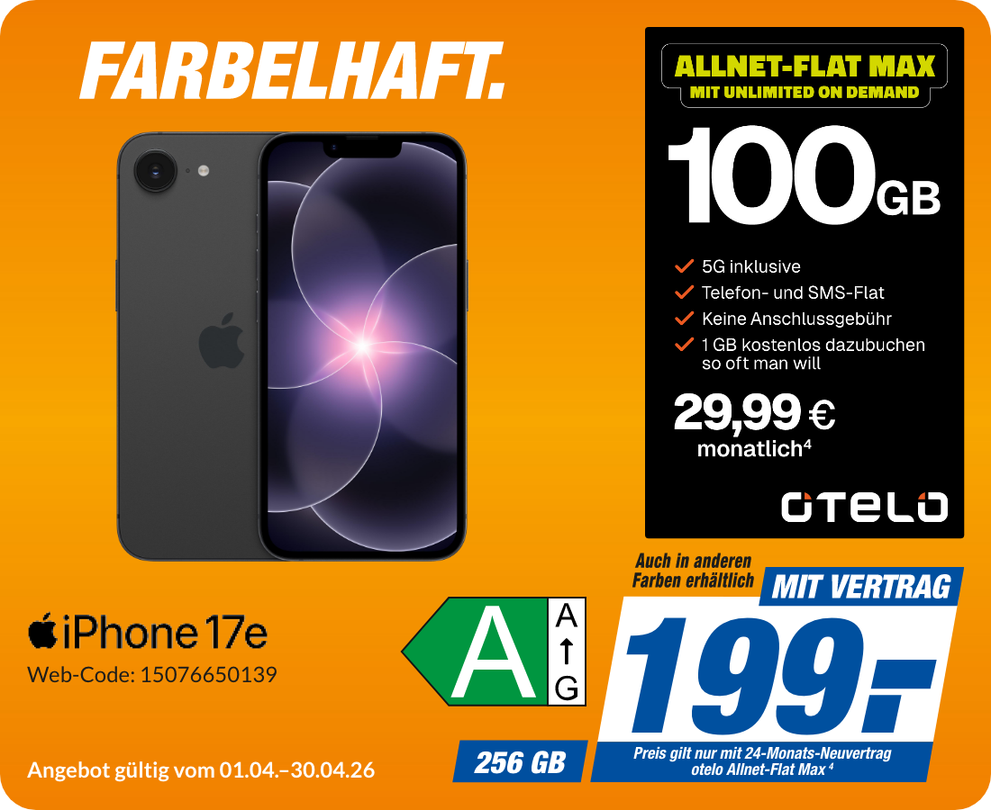 Apple iPhone 17e mit Allnet Flat Max für 199€!