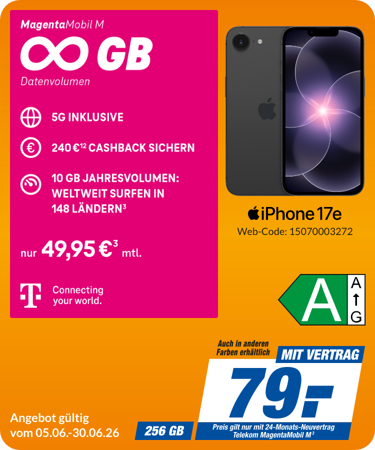 iPhone 17e mit Magenta Mobil M für 79€!