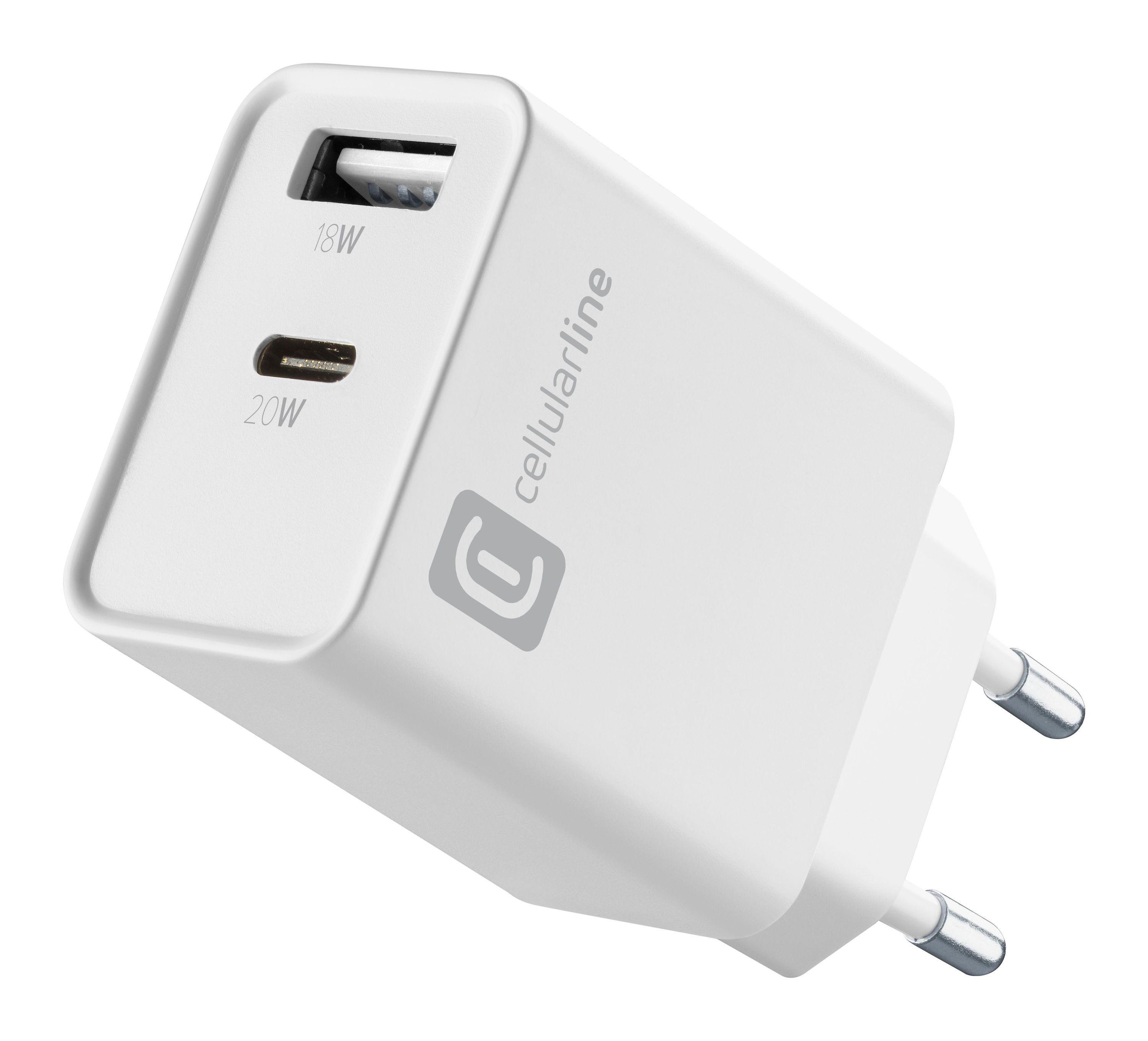 Dual Port Travel Charger Multipower 20W White (60791) Ladegerät (USB-A + USB-C)