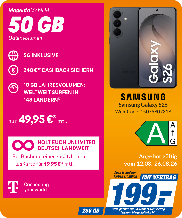Samsung S26 mit Magenta Mobil M für 199€!