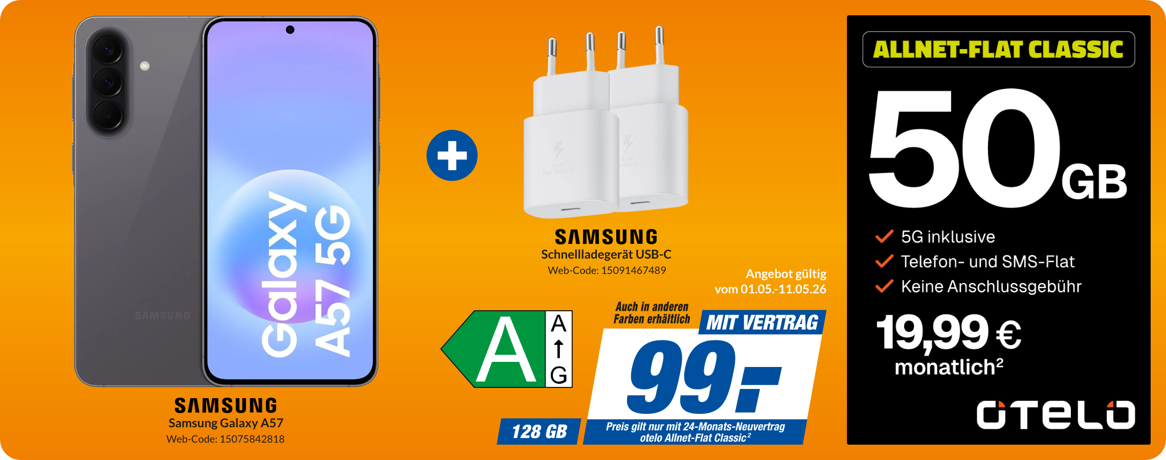 Galaxy A57 mit Allnet Flat Classic für 99€!