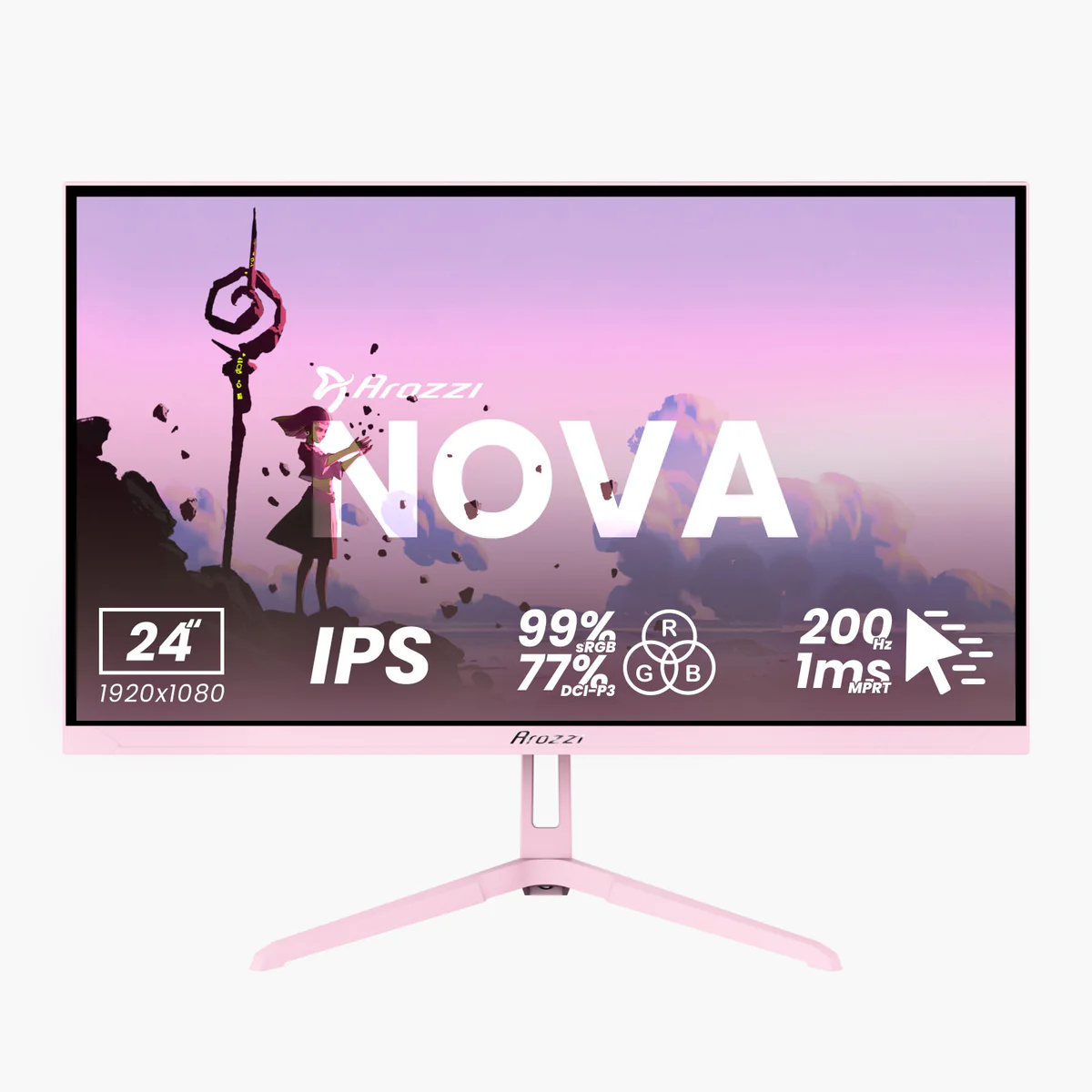 Nova, Pink, 24 Zoll, Full HD, IPS, 200 Hz, 1 ms Gaming-Monitor