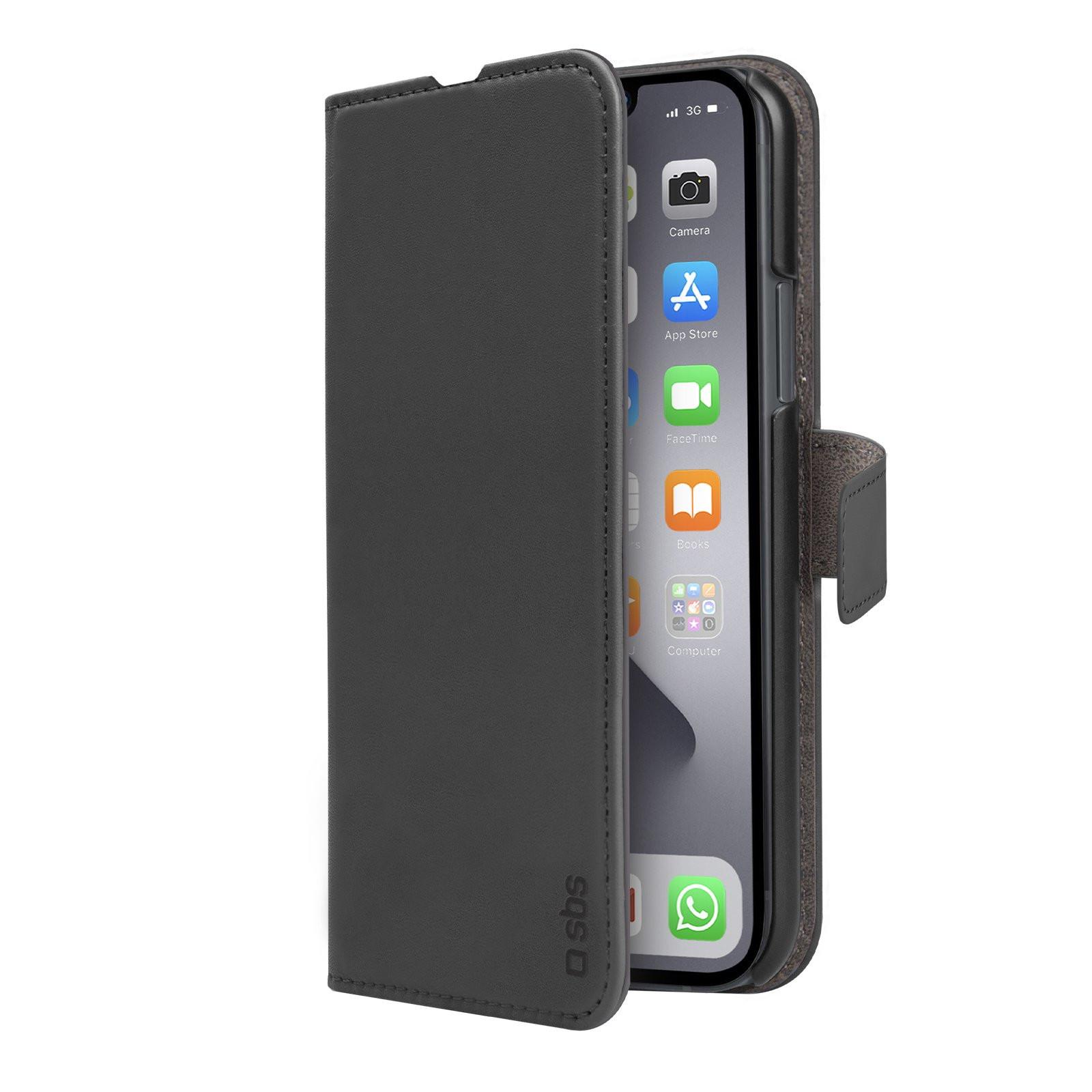 Book Case Wallet für iPhone 13 mit Standfunktion, Schwarz