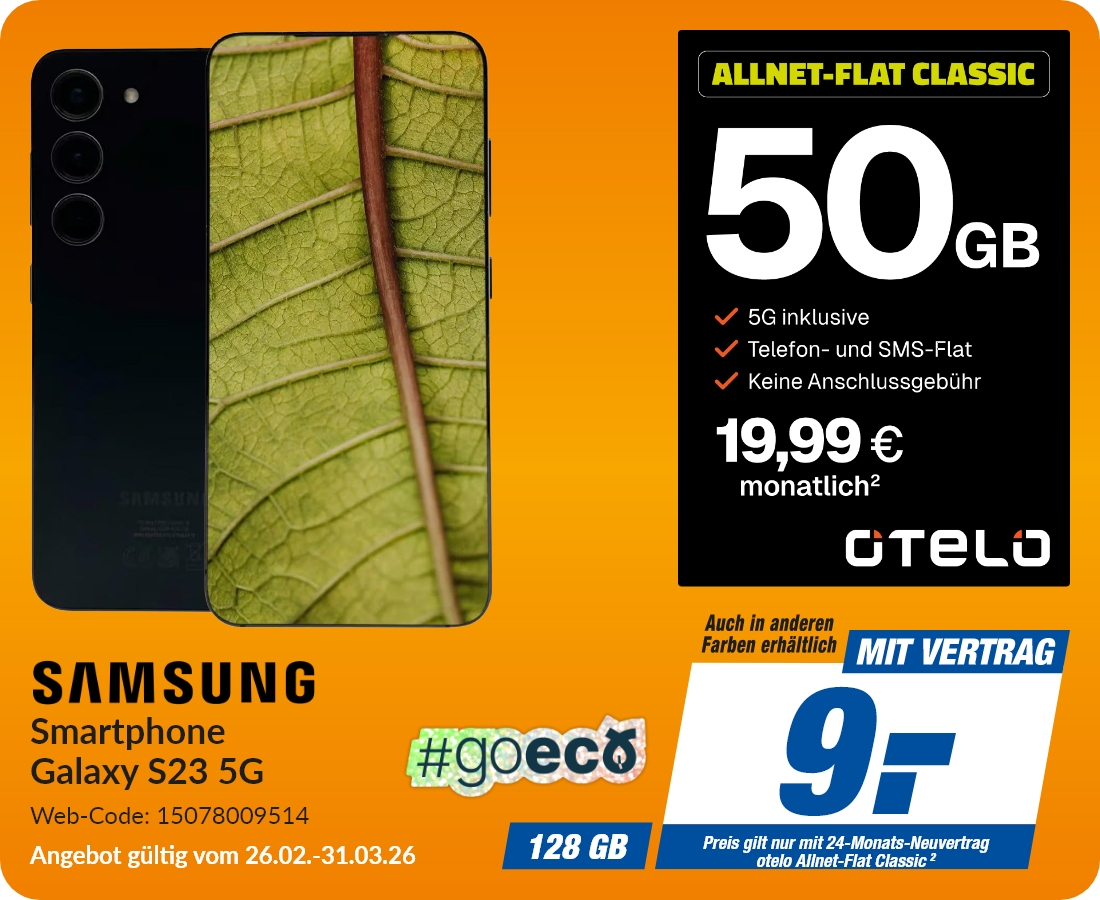 Samsung Galaxy S23 mit Allnet Flat Classic für 9€!