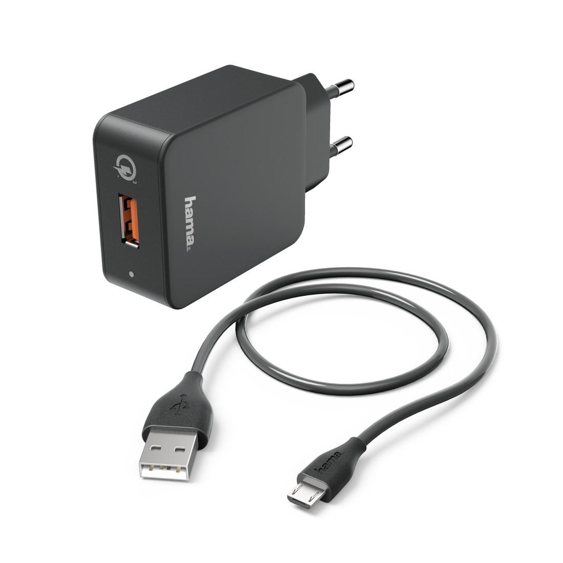 Ladeset, Micro USB, Ladegerät QC 3.0 + Micro-USB-Kabel, 1,5 m, Schwarz (00133754)