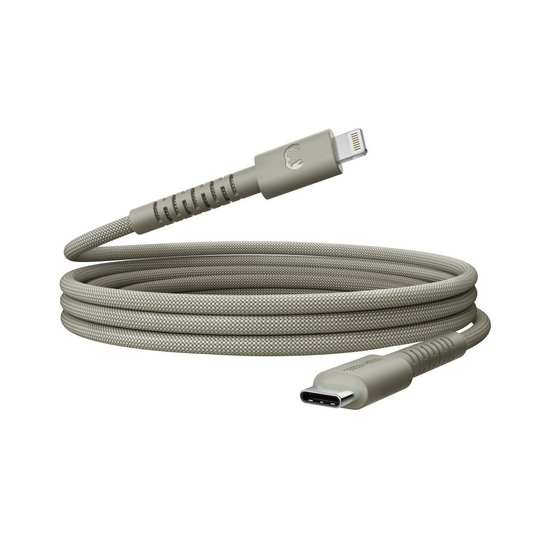 USB-C zu Lightning silicone geflochtenes Kabel "FlexWave" 2m, Dried Green (00231909)