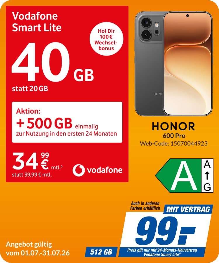 Honor 600 Pro mit Smart Lite für 99€!